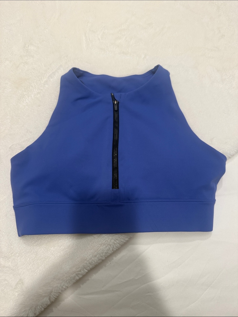 Peloton High-Neck Zip Front Crop Top in Royal Blue